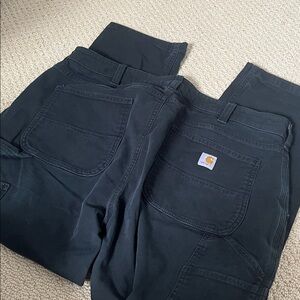 Carhartt Women’s Carpenter Pants Black Relaxed Fit Cargo Dungaree 14 Regular